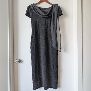 Vintage 90s Black Sparkly Midi Dress Sleeves